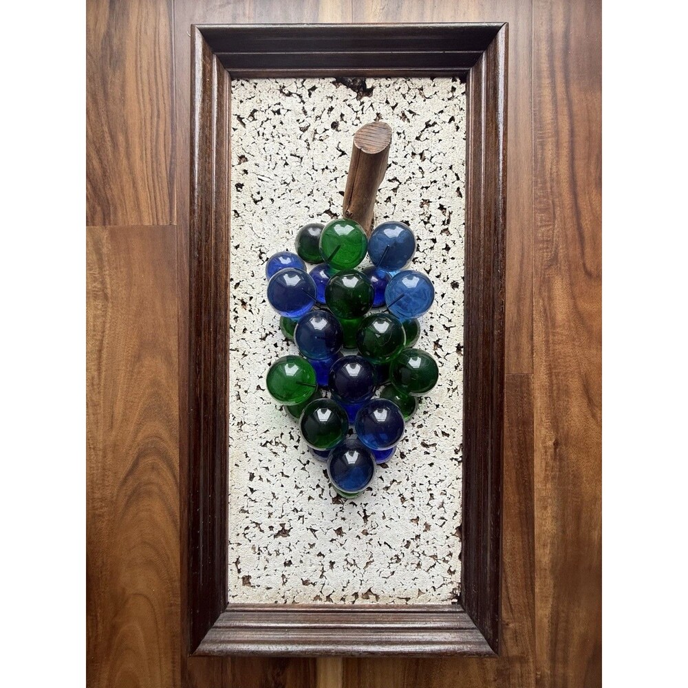 Vintage GRAPE CLUSTER Lucite Acrylic Framed Wall Art Picture MCM Mid Century 60s
